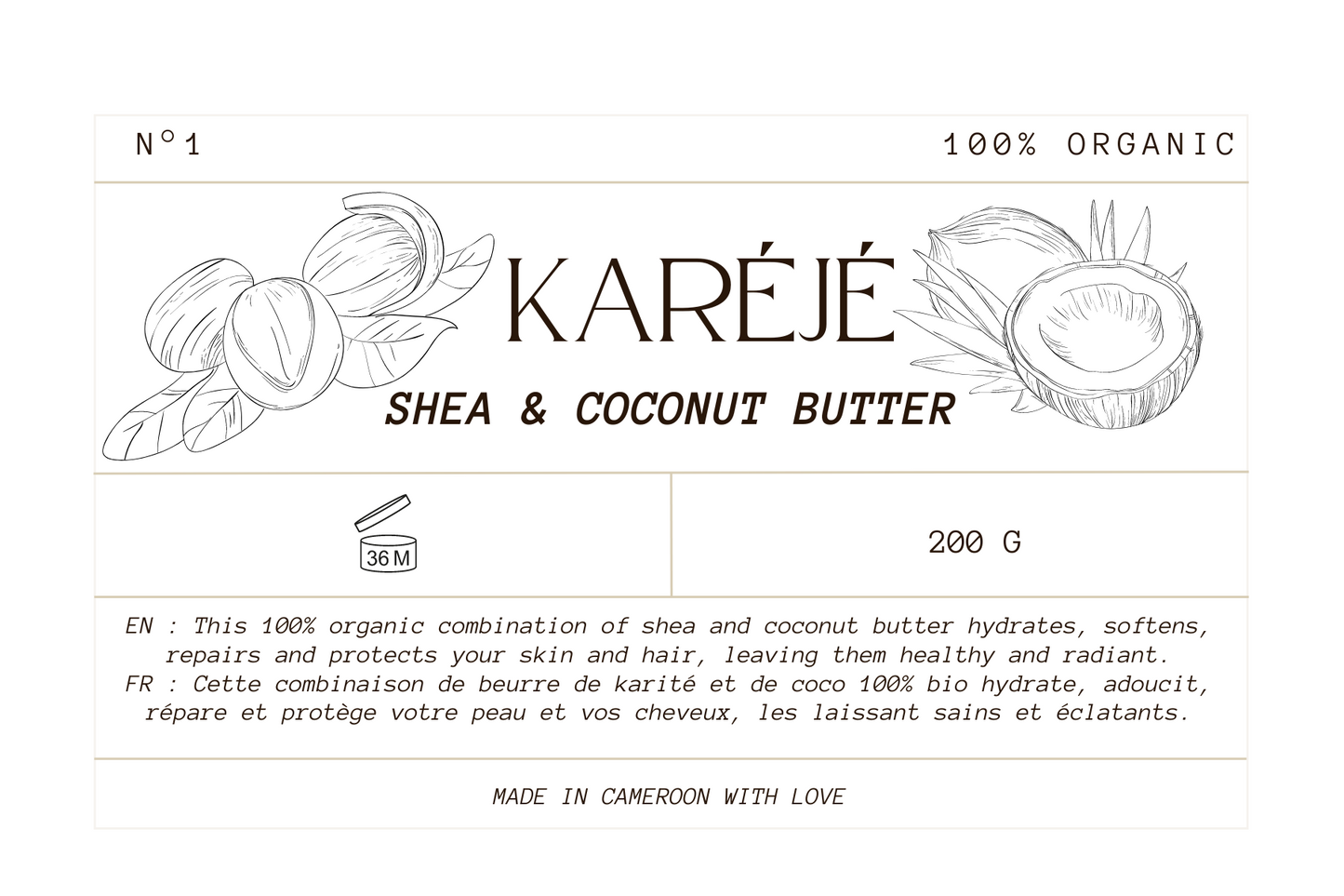 Beurre de karité et huile de coco bio